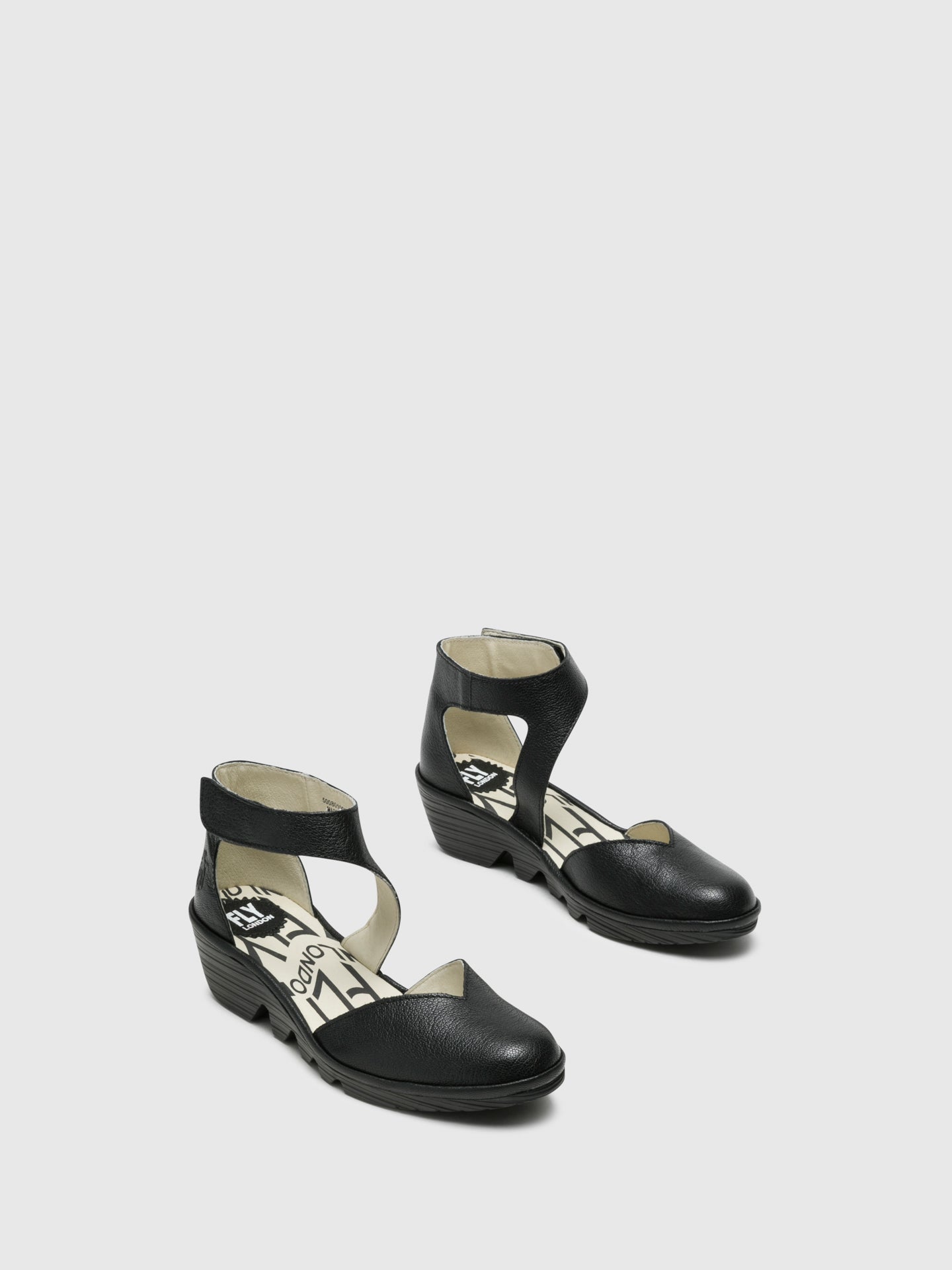 Fly London Coal Black Velcro Sandals